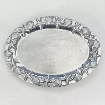 Mariposa Starfish And Scallop Shell Silver Oval Platter 17” X 12” • $100