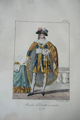 Litho Color Costume Portrait Napolon Uniform Men's Directory Era 1830 • £17.12