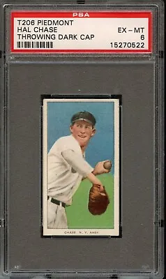 BB - 1909 T206 - Piedmont 350 - Hal Chase Throwing Dark Cap - PSA 6 - EX-MT • $2001.60