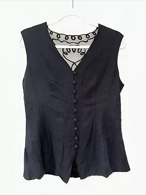 J.R. Nites Petites VTG Women's Size 9/10 Sleeveless Vest Blouse Lined Black Lace • $12.74