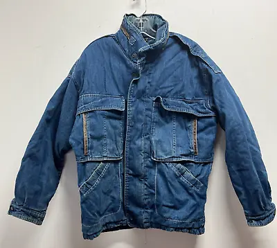 Pacific Trail Blue Denim Jean Parka Jacket Flannel Lined Men's Size M Vintage • $15.12