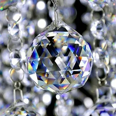 £4.67 • Buy 30mm/40mm Hanging Clear Crystal Lighting Ball Prisms DIY Curtain ChandelierDe FT