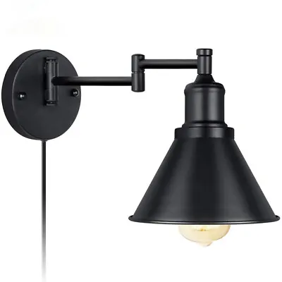 Industrial Swing Arm Wall Lamp Adjustable Sconce Lighting Fixture Plug In • $27.99
