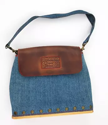 Vintage Volcom Rare Denim Flap Bag/Baguette Wood Bottom Y2K/Late 90s Surf/Skate • $98