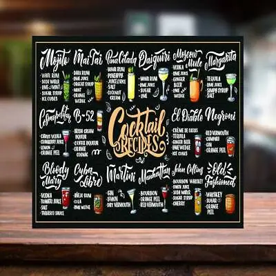 £4.99 • Buy Classic Cocktail Recipes Metal Wall Sign Plaque For Pub, Bar Man, Lady Cave NEW