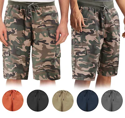 $23.64 • Buy Men's Drawstring Elastic Waist Multi Pocket Lightweight Cotton Cargo Shorts