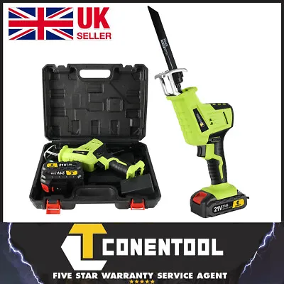 Cordless Electric Reciprocating Saw Wood Metal Cutting Sabre +2 Battery 6 Blades • £30.99