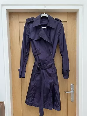 Aquascutum Womens Pack Mac Trench Raincoat & Hat Size 12 Regular Aubergine • £100