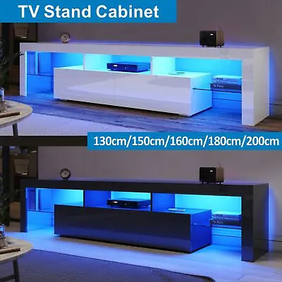 $254.97 • Buy TV Cabinet Entertainment Unit RGB LED Gloss Furniture 130/150/160/180/200cm