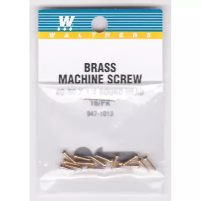 Walthers 947-1013 #0-80 Brass Round Head Machine Screws 1/4  X .060  (16) • $5.99