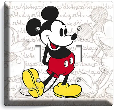 Classic Vintage Retro Happy Mickey Double Mouse Light Switch Wall Plate Room Art • $21.99