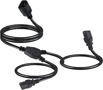 Y Splitter Extension Cable C14 To Dual C13 IEC320 Double Kettle Lead PC Monitor • £8.99