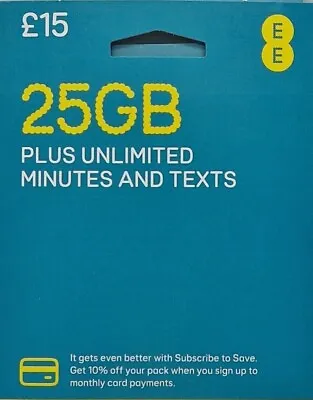 Ee T-mobile Combi Micro Nano  & Standard Sim For Iphone 25gb Net Pay As You Go; • £0.99