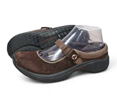 Merrell Encore Mary Jane Expresso Brown Suede Leather Slip On Shoes Women's 7 • $14.45