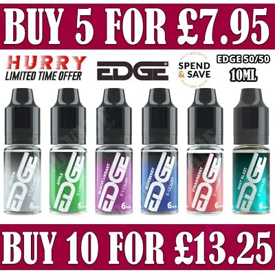 Edge E-Juice 50/50 VG/PG  E-Liquid Pod Juice 10ml For Pod Kit | Uk Made • £1.85