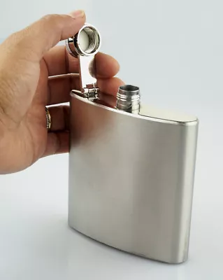  Flask & Funnel Hip Pocket Decanter Canteen 6oz Stainless Steel Liquor Alcohol • $8.99