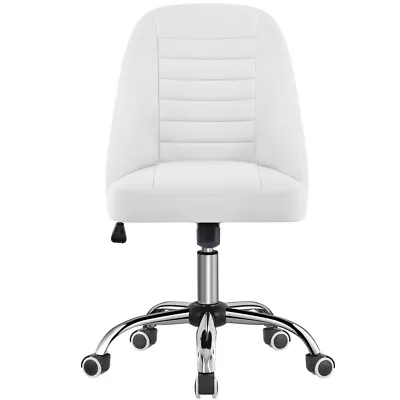 PU Leather Mid Back Office Chair Armless Computer Task Chair Swivel Vanity Chair • $69.99