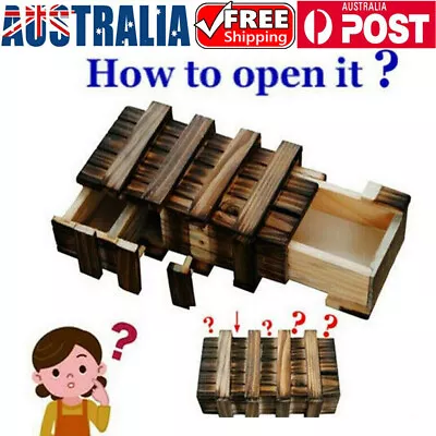 Secret Puzzle Wooden Box Adult Money Card Holder Secret Compartment Kid Gift Toy • $14.11