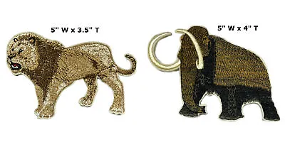 Lion & Wooly Mammoth Patch Embroidered Iron-on Applique Travel Souvenir 2Pc • $8.97