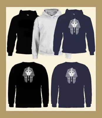 TUTANKHAMUN Hoodie Sweatshirt Fleece Egyptian Pharaoh King Tut Death Mask Face • £24.50