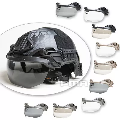 FMA Tactical BJ PJ Fast Helmet Guide Rail Mount Flip Up 3mm PC Lens OP Goggles • £52.75