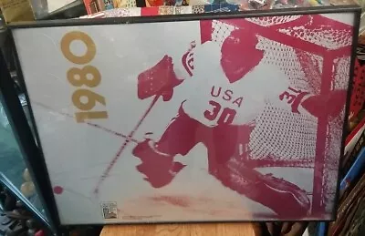 Framed XIII OLYMPIC WINTER GAMES Lake Placid  Poster JIM CRAIG Miracle On Ice • $400