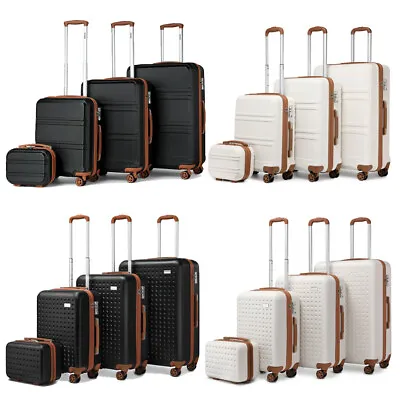 Lightweight ABS Hard Shell Suitcase Set 4 Wheels Cabin Hand Luggage Travel Case • £32.99