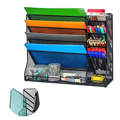 File Organizer Wall Mounted 4 Tiers Durable Adjustable Metal Vertical Hanging... • $31.99