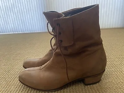 MOMA Ankle Booties 37 Lace Up Light Brown • $20