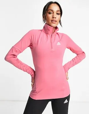 Adidas Women's Aeroready Designed 2 Move Long Sleeve Quarter Zip Top RRP £60 • £19.99