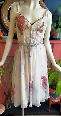 Whistles Size 10 Floral Silk Dress Dreamy Romantic Floaty Shift 90s Y2K Vintage  • £20