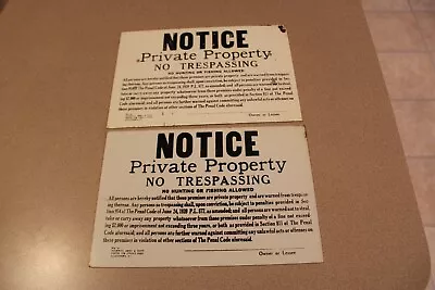 2 Vtg Private Property No Trespassing Painted Steel Sign Army & Navy Allentown • $44.95