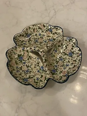 Vintage 1940’s Made In Japan 3 Section Candy/Nut Dish Floral Motif Porcelain • $9.50