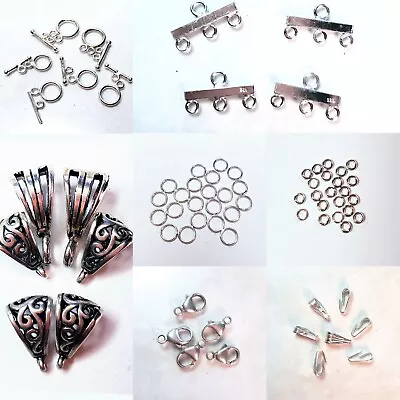 Findings Sterling Silver Bails Clasps Connectors Jump Rings • $6.25