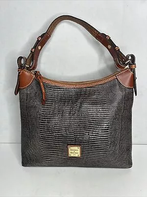 Dooney & Bourke Gray Embossed Lizard Hobo Handbag Purse Shoulder Bag EUC • $63.75