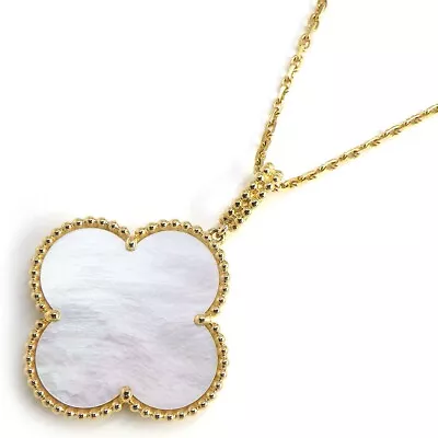 Van Cleef & Arpels Long Necklace Magic Alhambra Clover Flowe White Shell 750YG • £4338.92