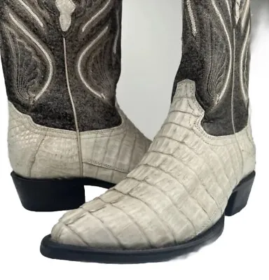 New~Rodeo Bravo Ivory Leather Exotic Alligator Western Cowboy Boots Women’s US 9 • $79.99