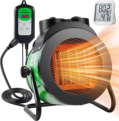 Greenhouse Heater Fan With Digital Thermostat 1500W Quick Heating For Grow Tent • $93.46