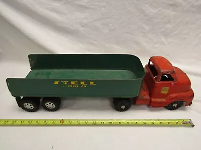 Vintage Dunwell Toys Buckeye Hauler Truck SEMI TRACTOR TRAILER STEEL CARRIER CO • $99.87