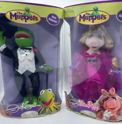 The Muppets Kermit The Frog & Miss Piggy 12  Porcelain Dolls Brass Key 2006 • $59.99