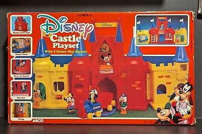 Vintage Arco Disney Castle Fold Up Playset Plastic W/ Train & Mini Figures - NOB • $49.99