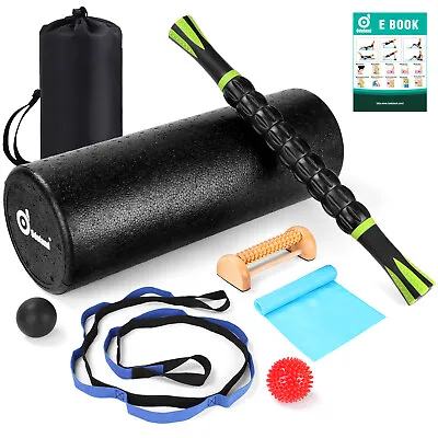 8pcs Fitness Foam Roller Kit Muscle Roller Stick Massage Ball Resistance Band • $11.99