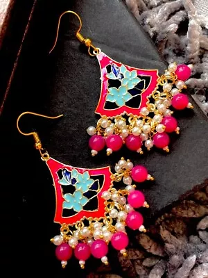 Meenakari Bollywood  Geometrical Earring • $15.95