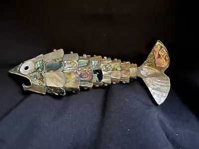 Vntg Abalone Mother Of Pearl Fish Bottle Opener Mexico  7” Beautiful • $22