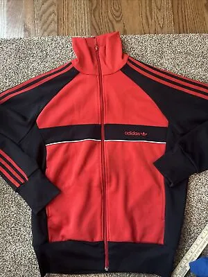 Vtg Adidas Track Jacket S Red Black Manchester United Leverkusen FC • $10
