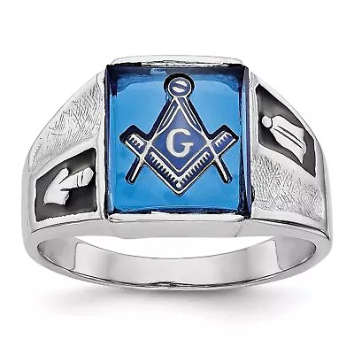 14K White Gold Masonic Mens Ring Jewelry Sz 10 • $473.62