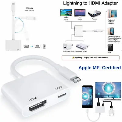 Lightning To HDMI Digital TV AV Adapter 1080P HDMI Cables For Apple IPad IPhone • £9.06