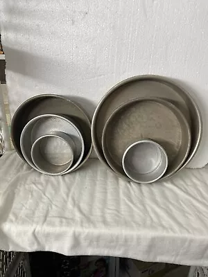 Vintage Set Of 6 Magic Line Aluminum Cake Baking Pans 10  - 8 X2 - 6  - 4  X2 • $39.99