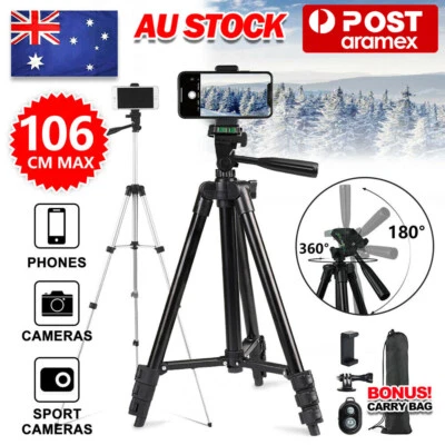 $14.09 • Buy Professional Camera Tripod Stand Mount Remote + Phone Holder For IPhone Samsung
