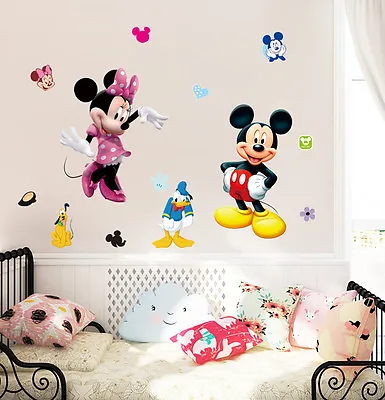 Disney 19  Mickey & Minnie Mouse Removable Wall Stickers Decal Kids Home Decor  • $7.71